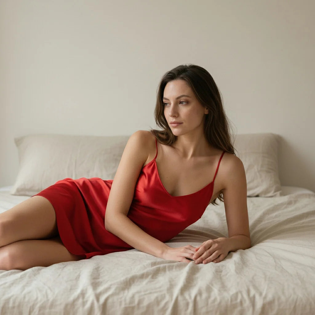 Camisón Satinado Elegante de Espalda Abierta